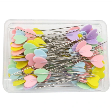 Wholesale light-colored mixed-color flat head heart pins 50, 100, 200 pieces, DIY cutting, hand-positioned pins Wholesale light-colored mixed-color flat head heart pins 50, 100, 200 pieces, DIY cutting, hand-positioned pins